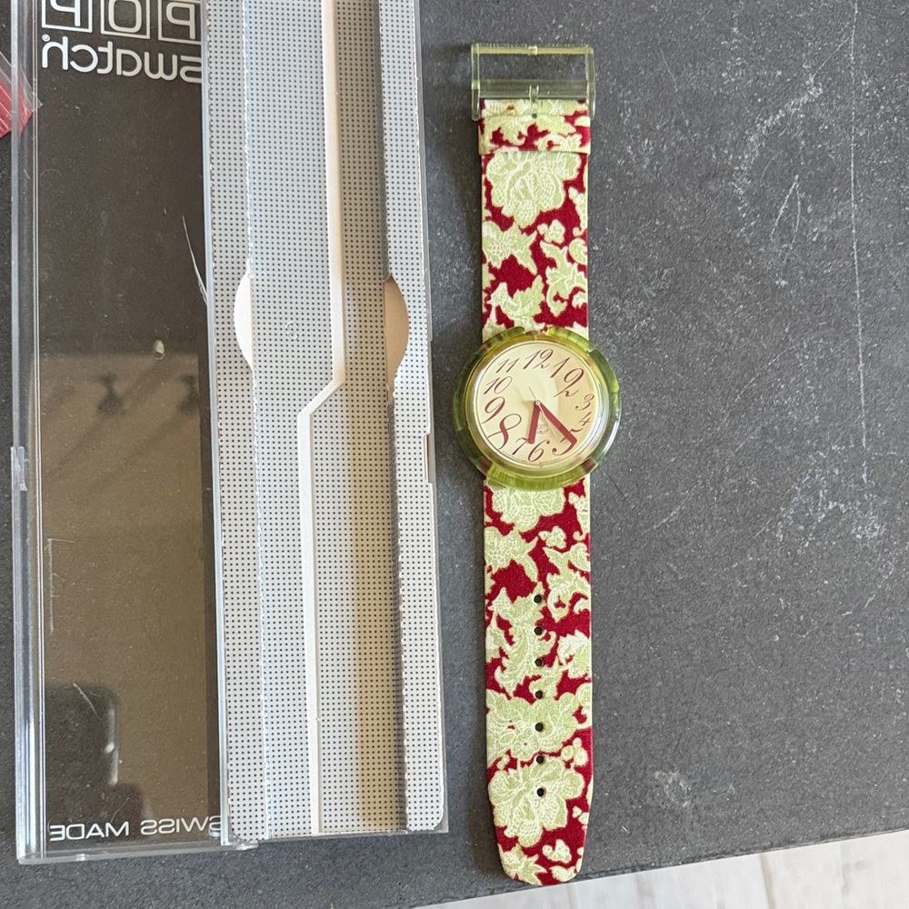 Swatch Green and Tan Leather Watch